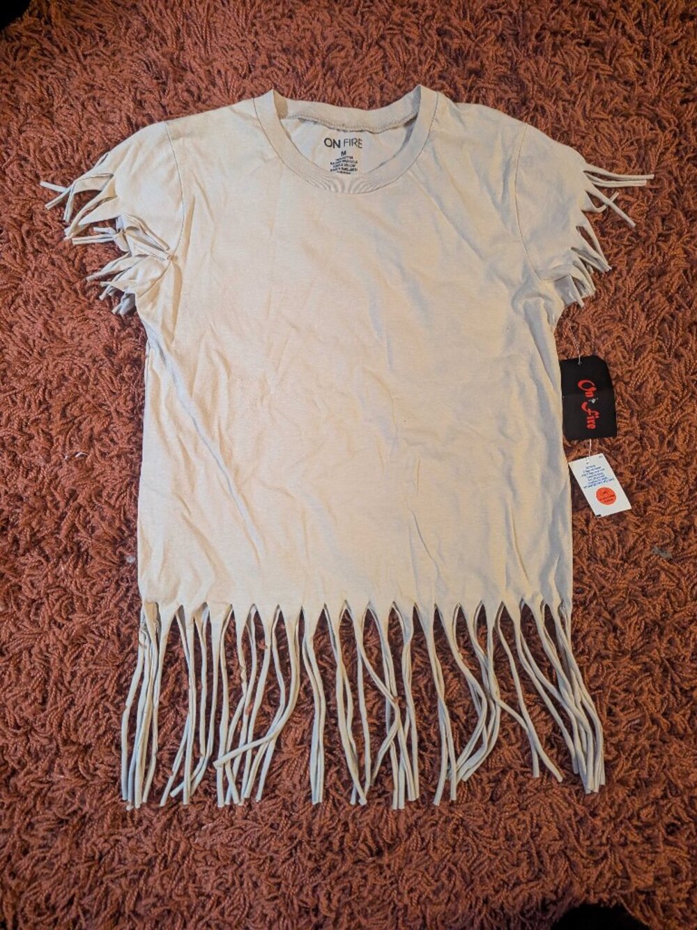 On Fire Women's Tassel T-Shirt, Sz M